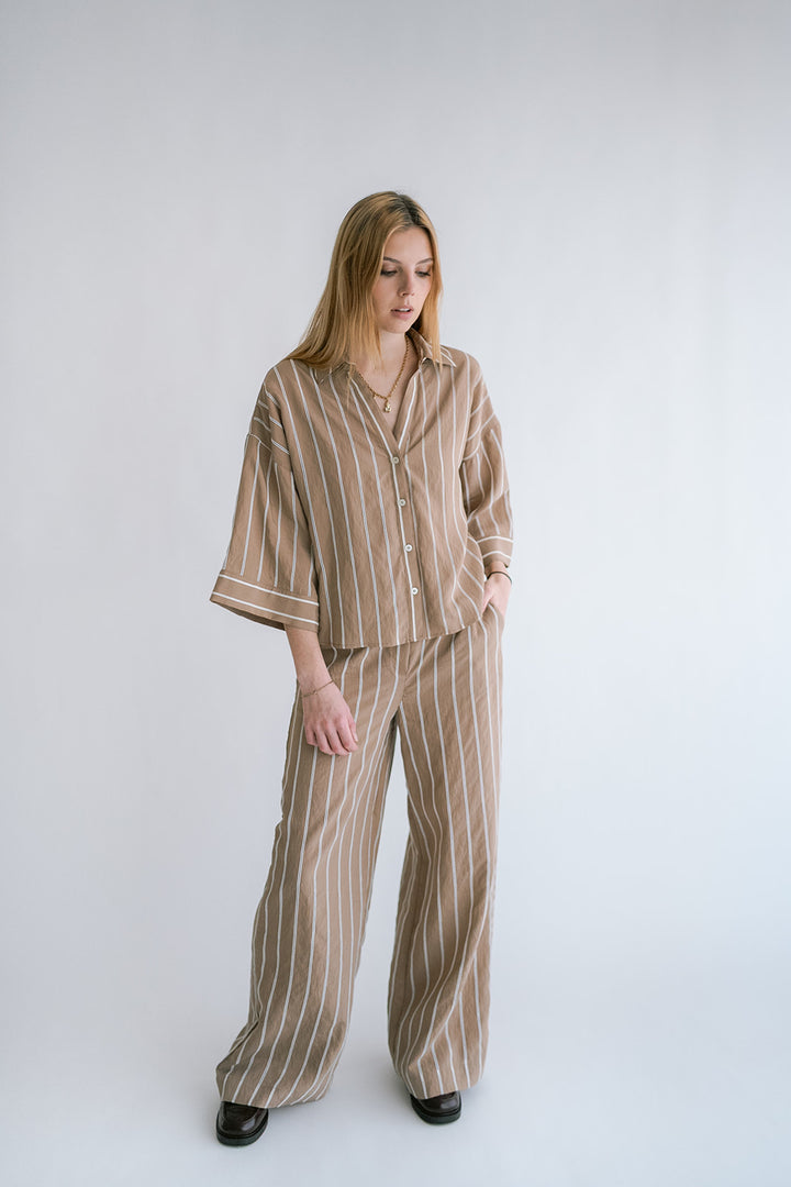 Manu Blouse Taupe Stripe