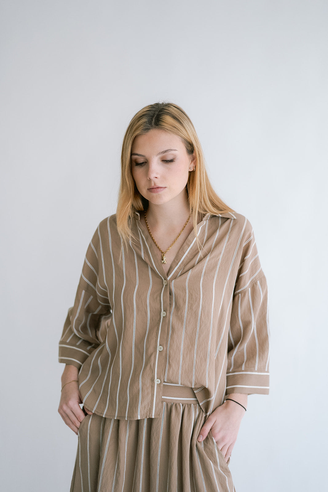 Manu Blouse Taupe Stripe