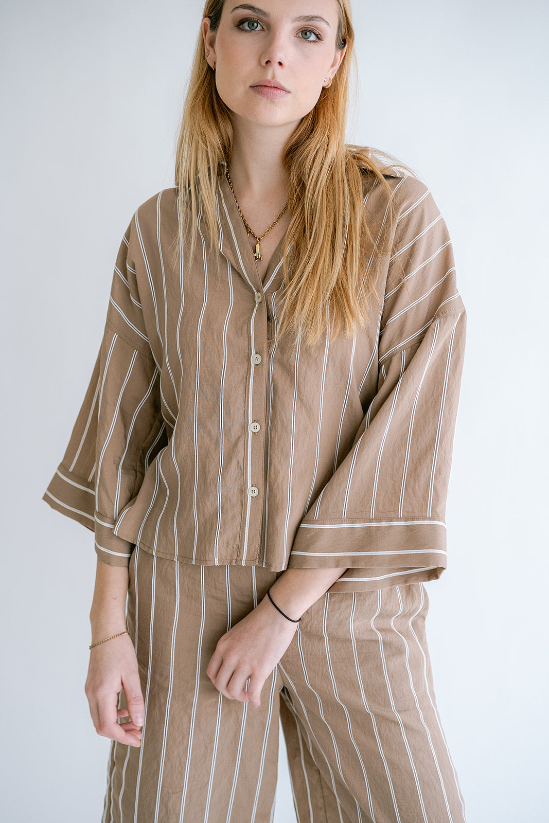 Manu Blouse Taupe Stripe