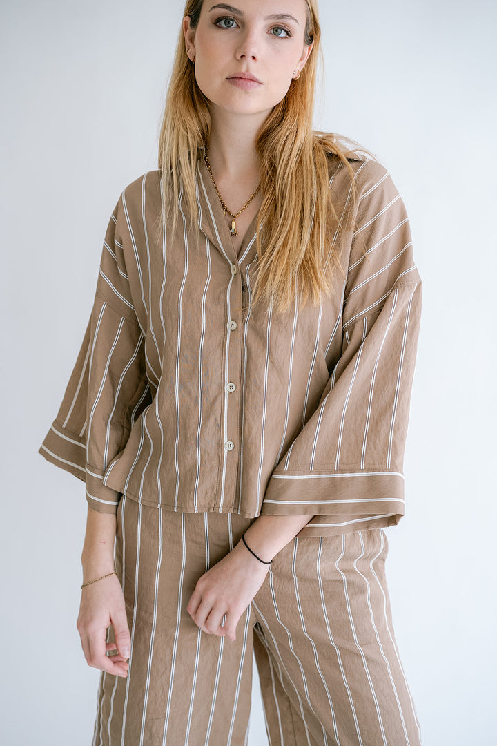 Manu Blouse Taupe Stripe