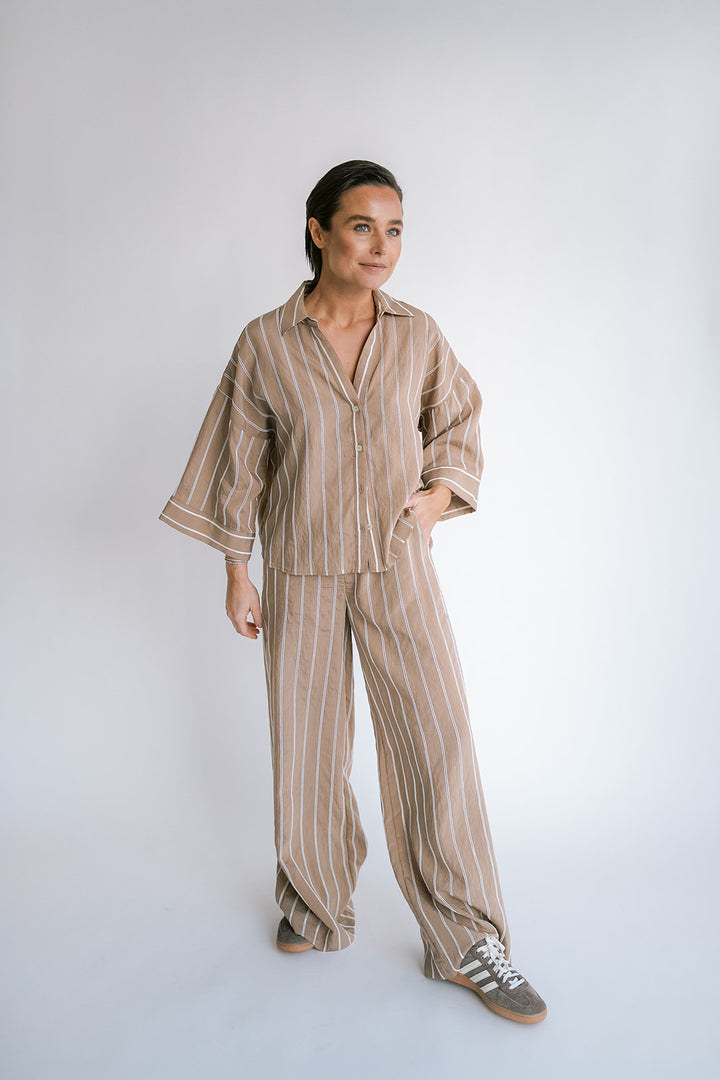 Manu Blouse Taupe Stripe