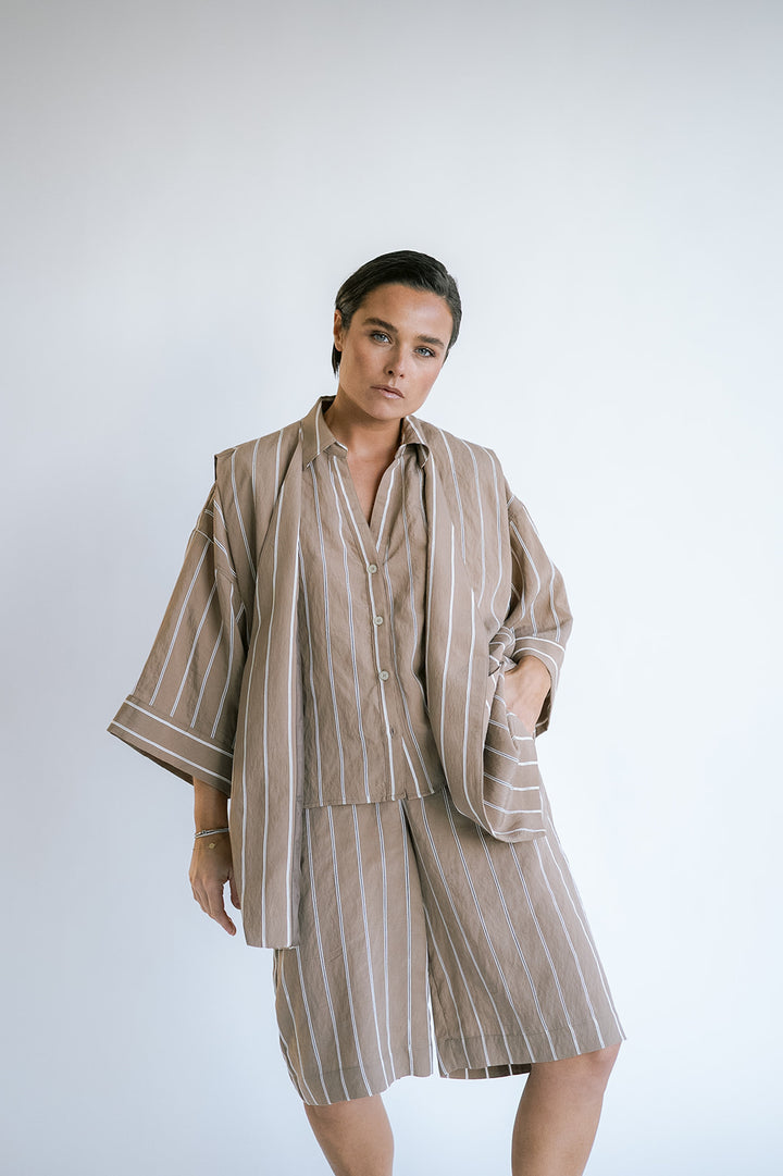 Manu Blouse Taupe Stripe