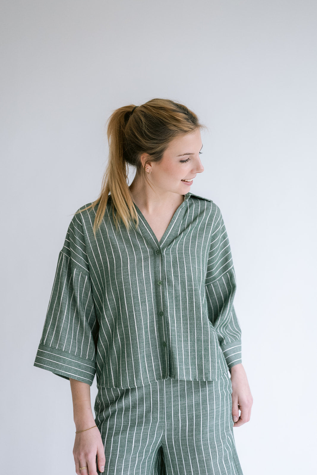Manu Blouse Verde Stripe
