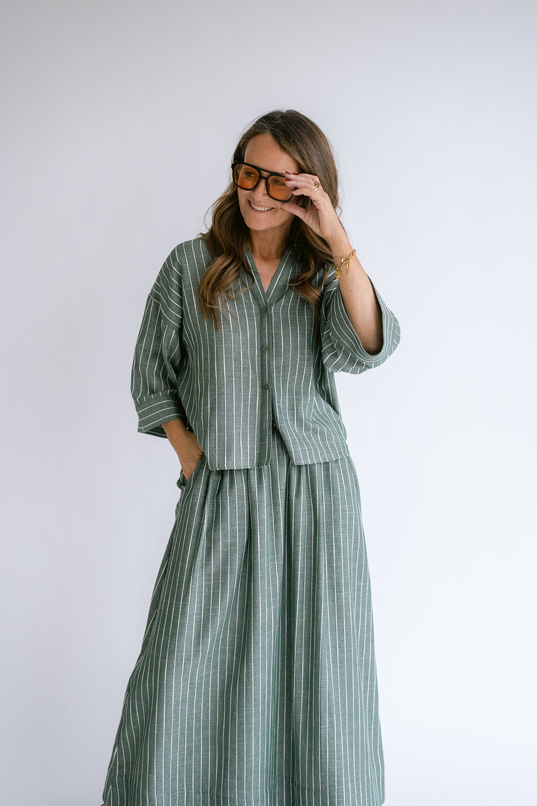 Manu Blouse Verde Stripe