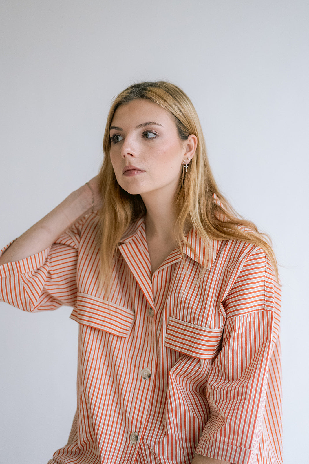Marble Blouse Rust-Beige Stripe