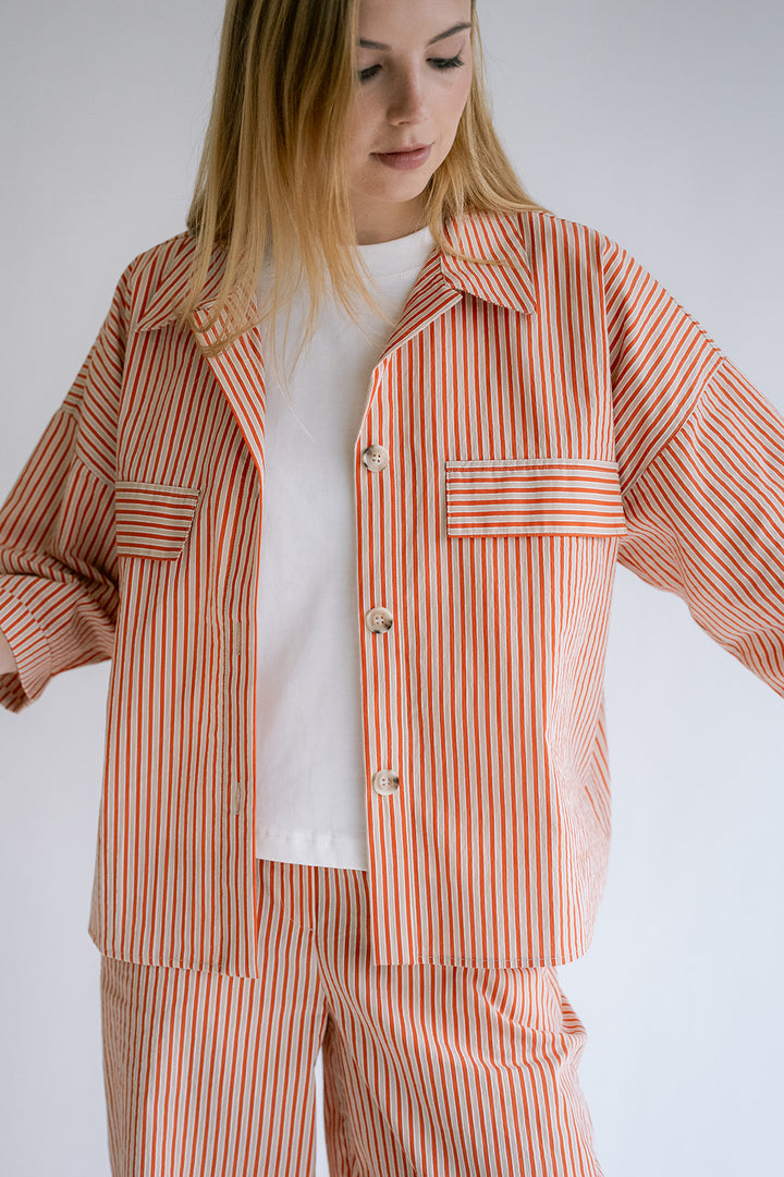 Marble Blouse Rust-Beige Stripe