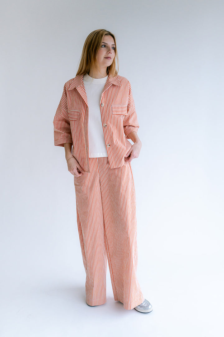 Marble Blouse Rust-Beige Stripe