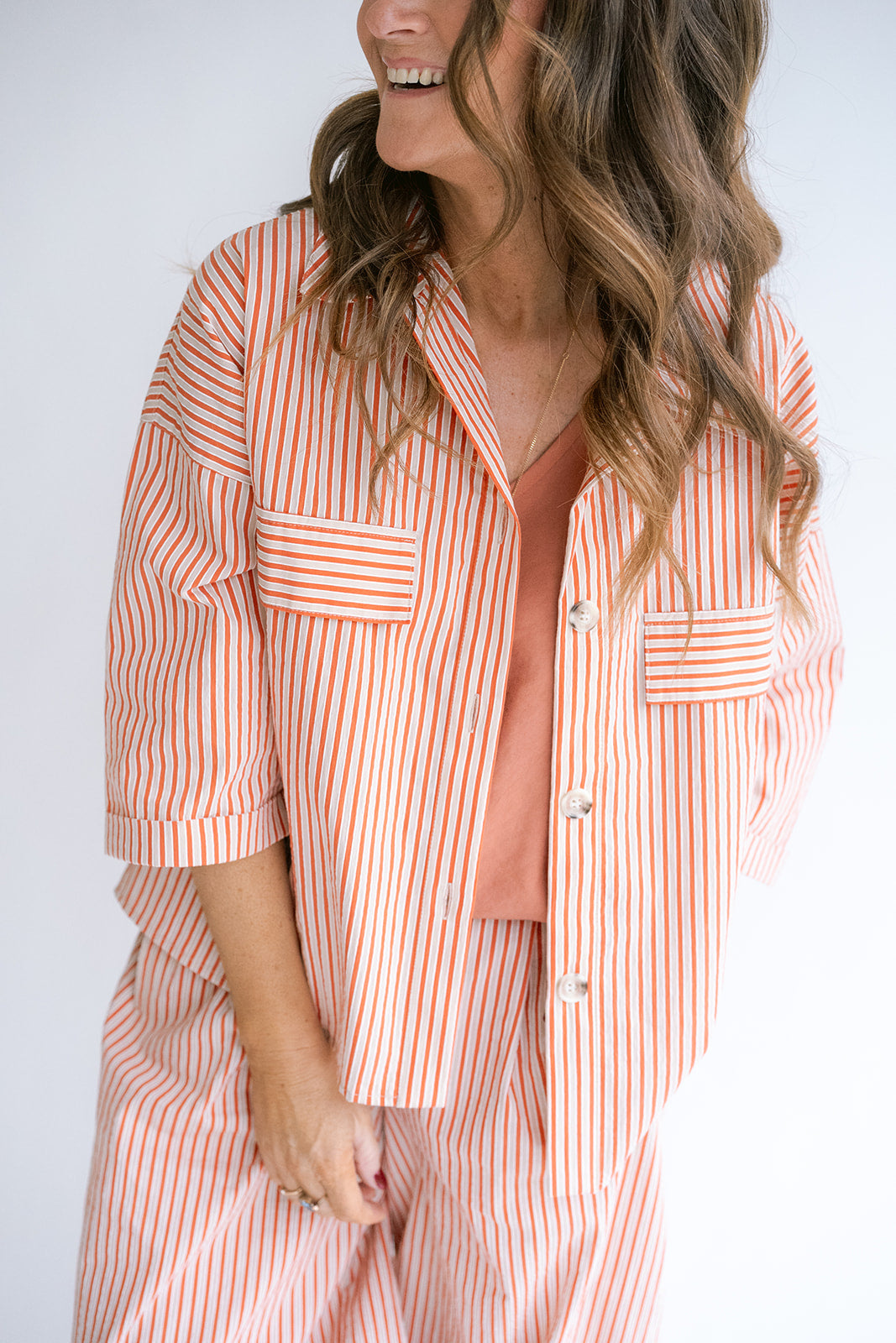 Marble Blouse Rust-Beige Stripe