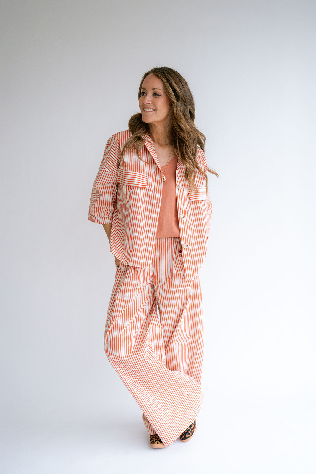 Marble Blouse Rust-Beige Stripe