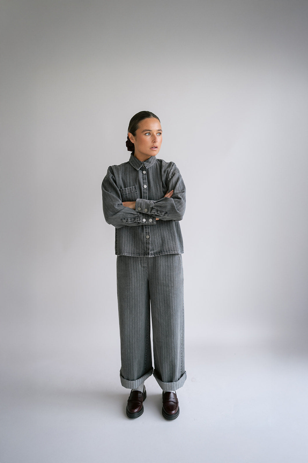 Maria Blouse Grey Denim