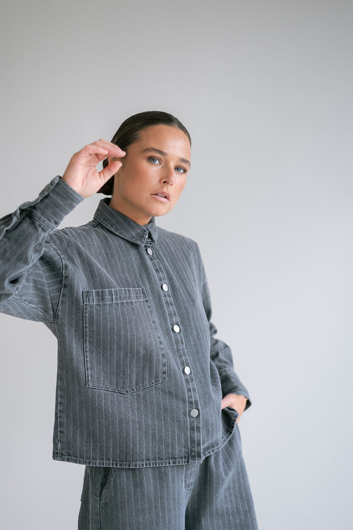 Maria Blouse Grey Denim