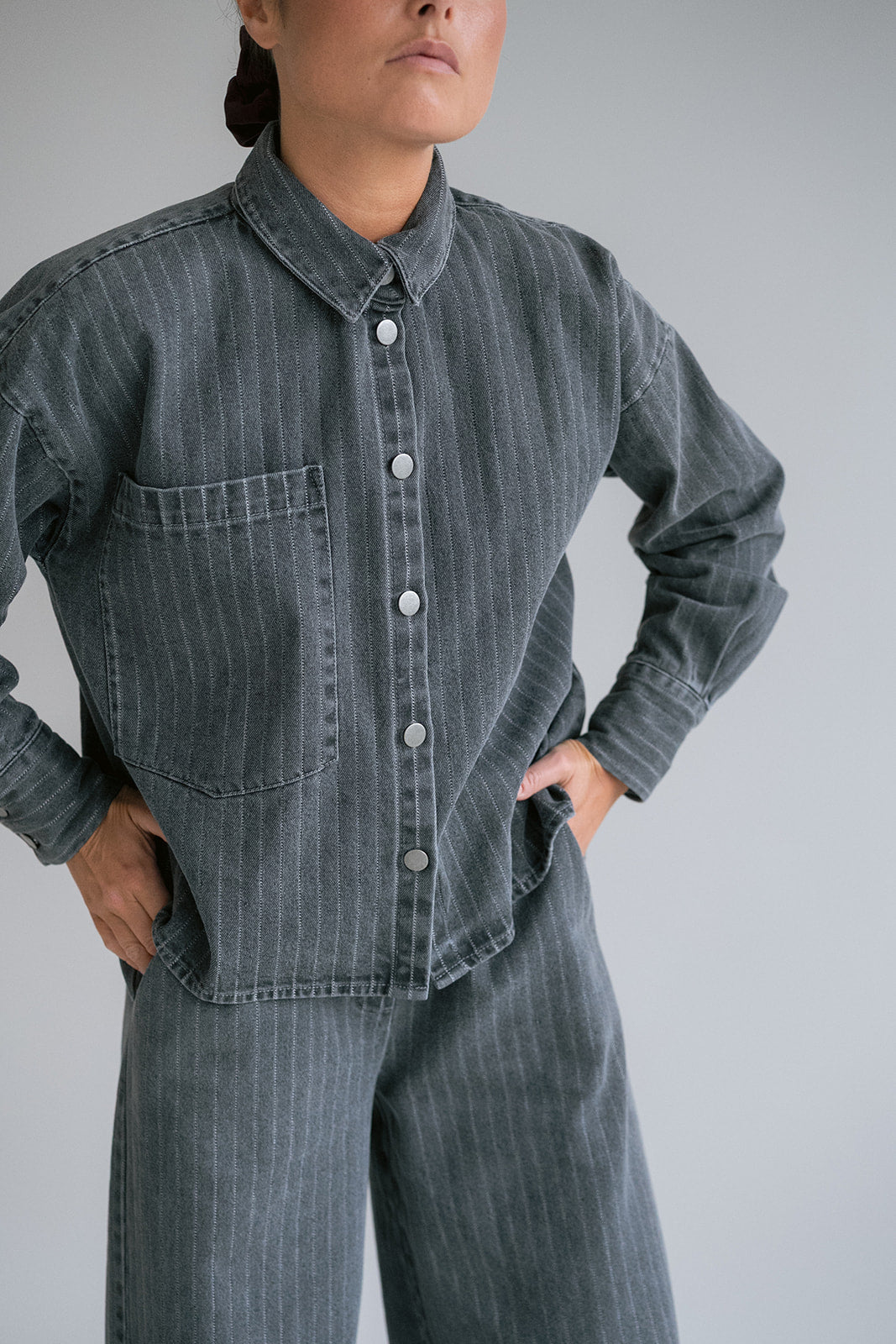 Maria Blouse Grey Denim