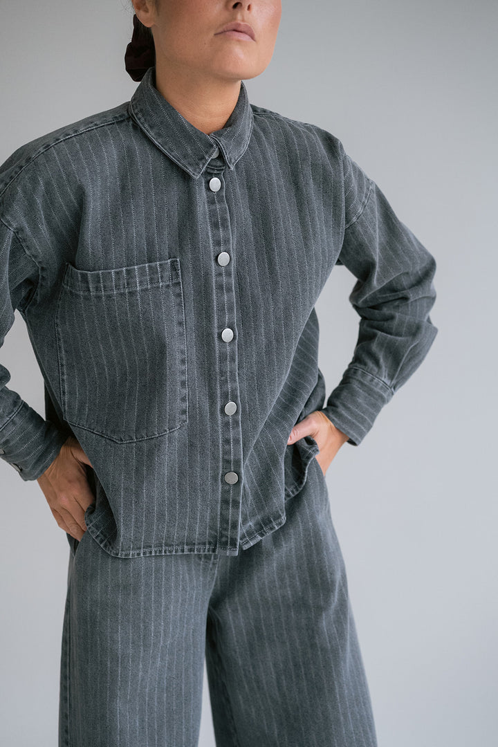 Maria Blouse Grey Denim