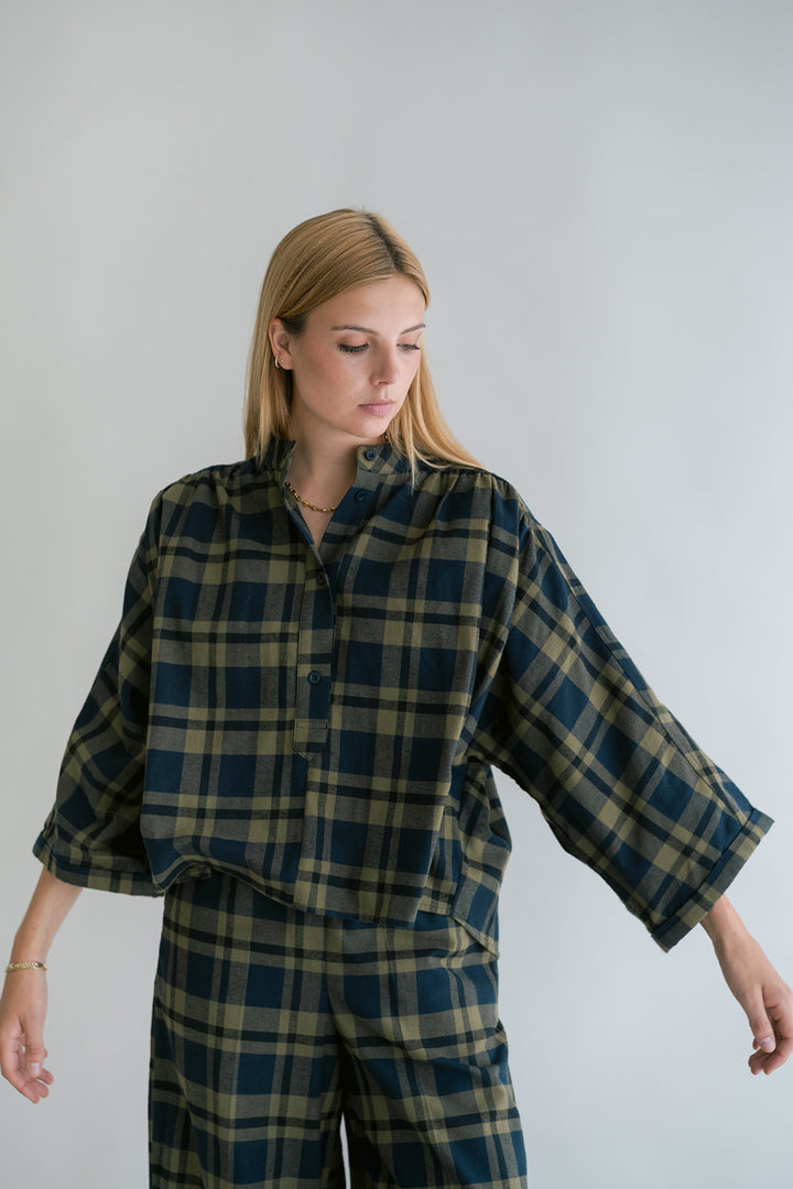 Maya Blouse Big Green Check