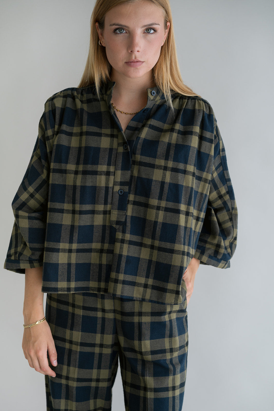 Maya Blouse Big Green Check