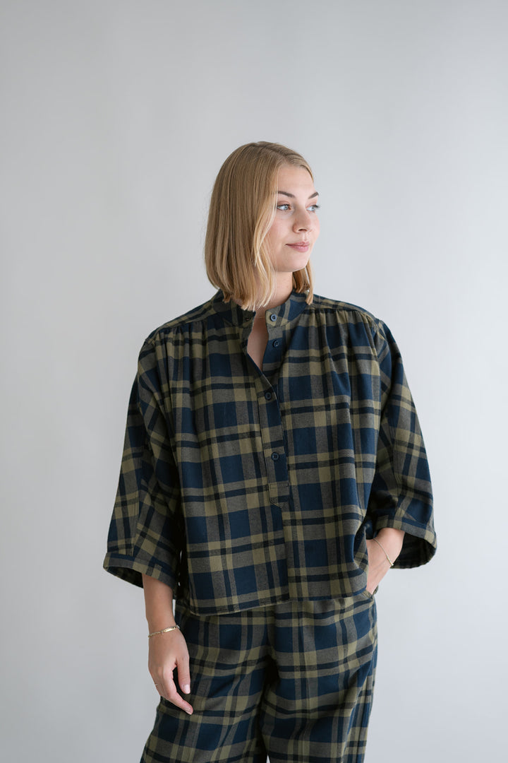 Maya Blouse Big Green Check