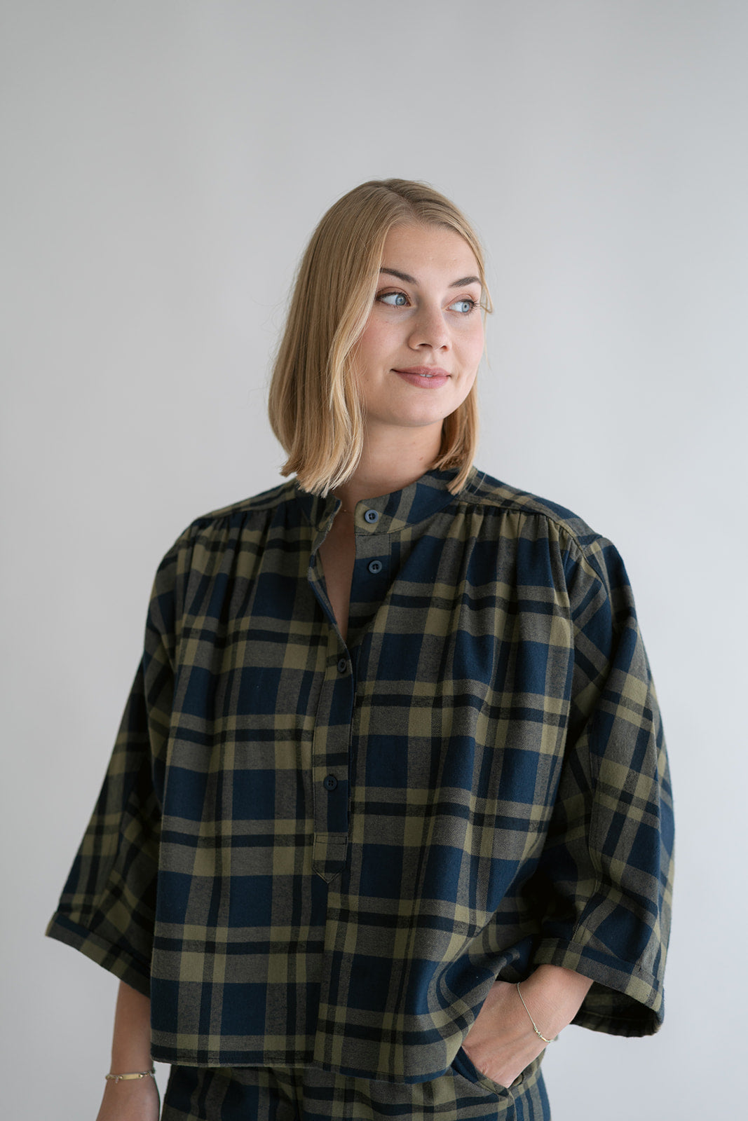 Maya Blouse Big Green Check