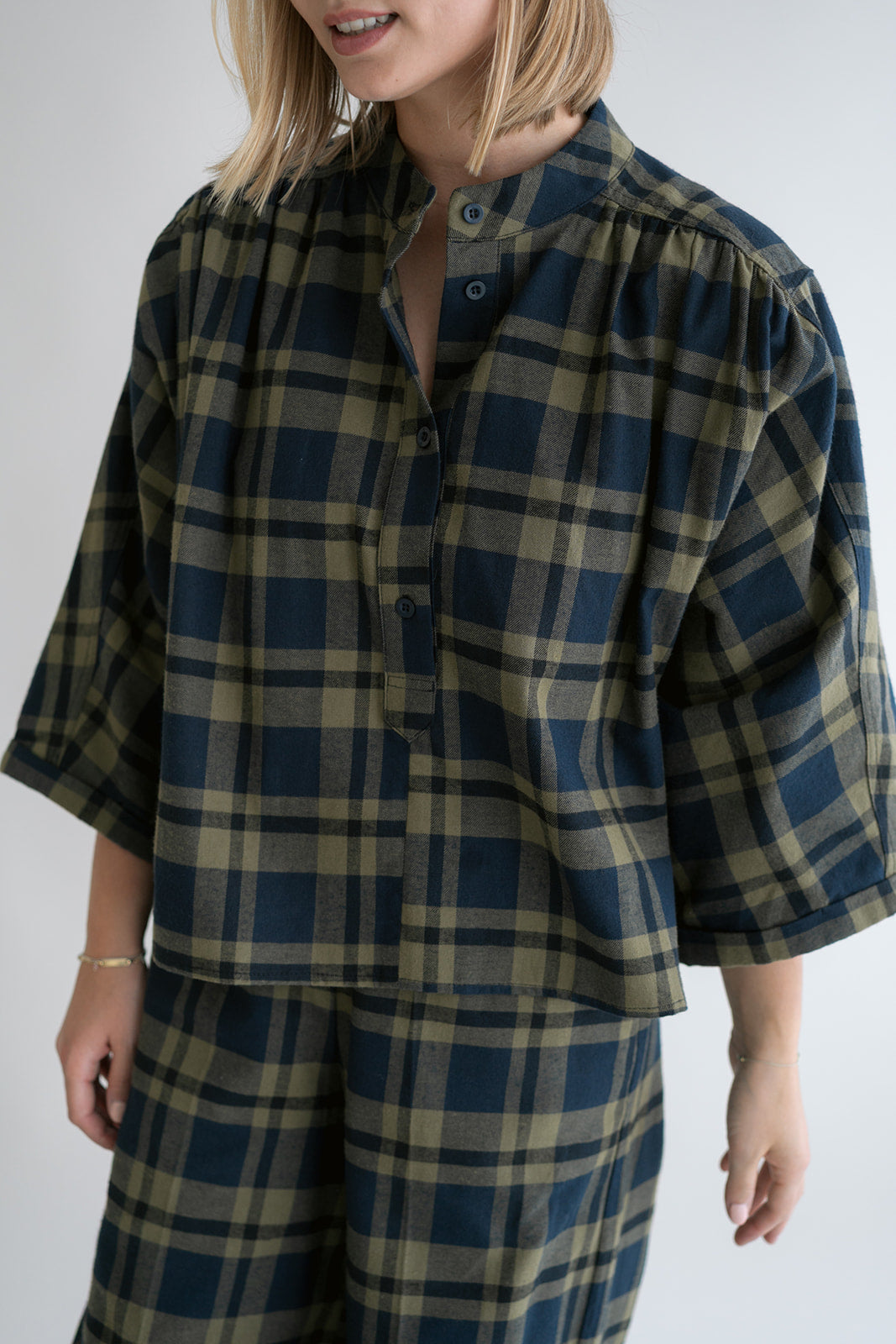 Maya Blouse Big Green Check