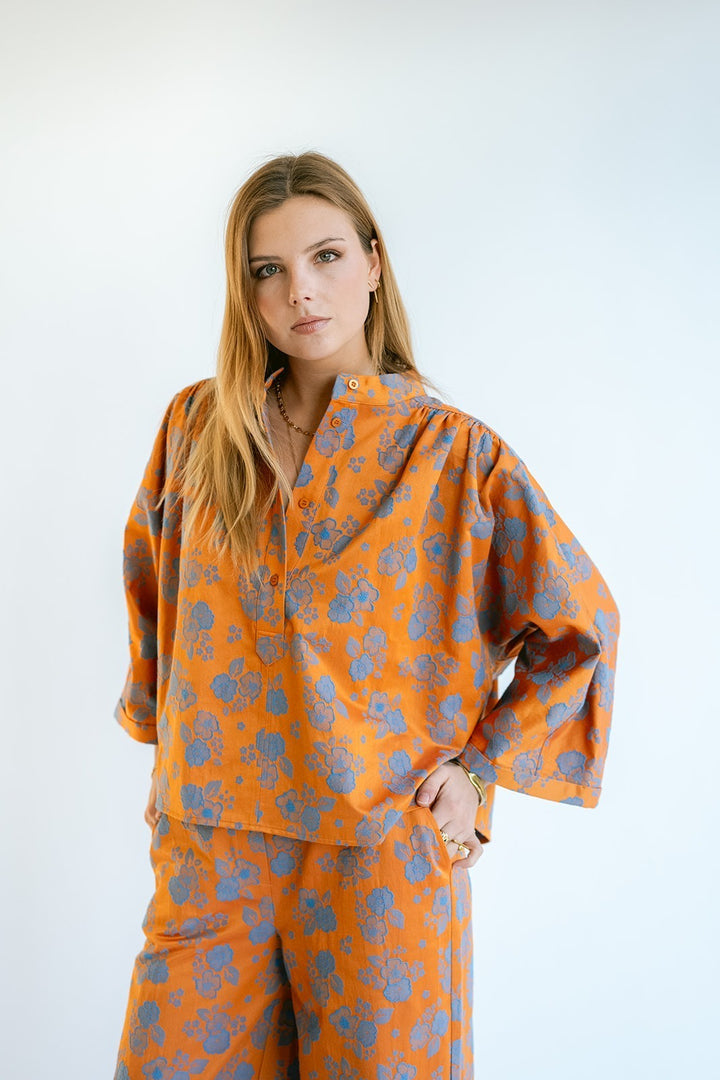 Maya Blouse Orange Flower