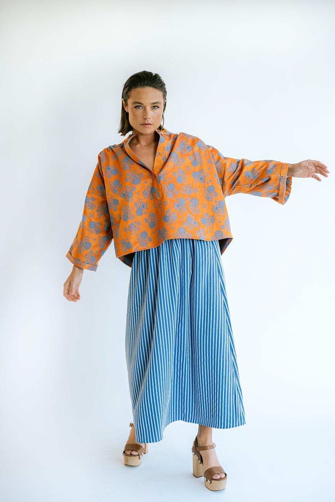 Maya Blouse Orange Flower