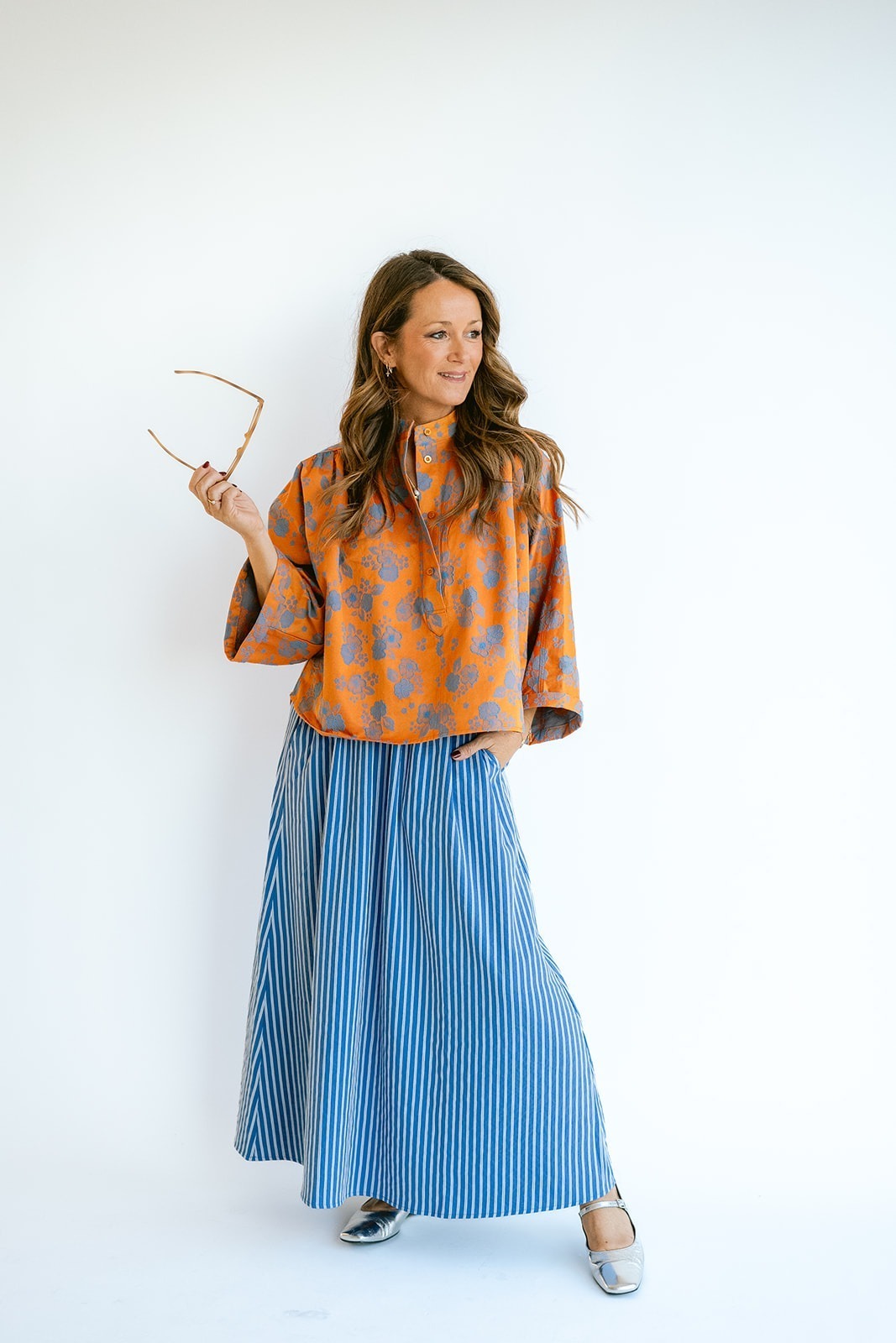 Maya Blouse Orange Flower