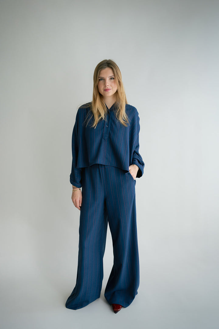 Maya Blouse Red Navy Stripe