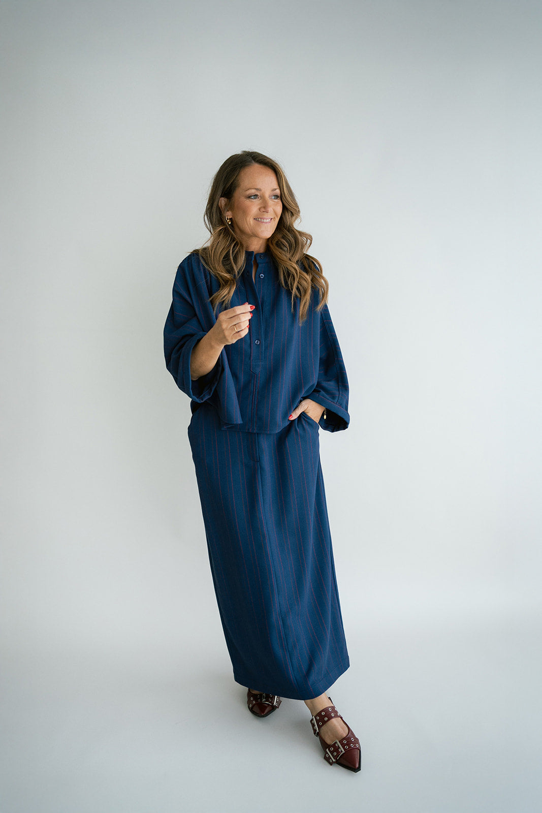 Maya Blouse Red Navy Stripe