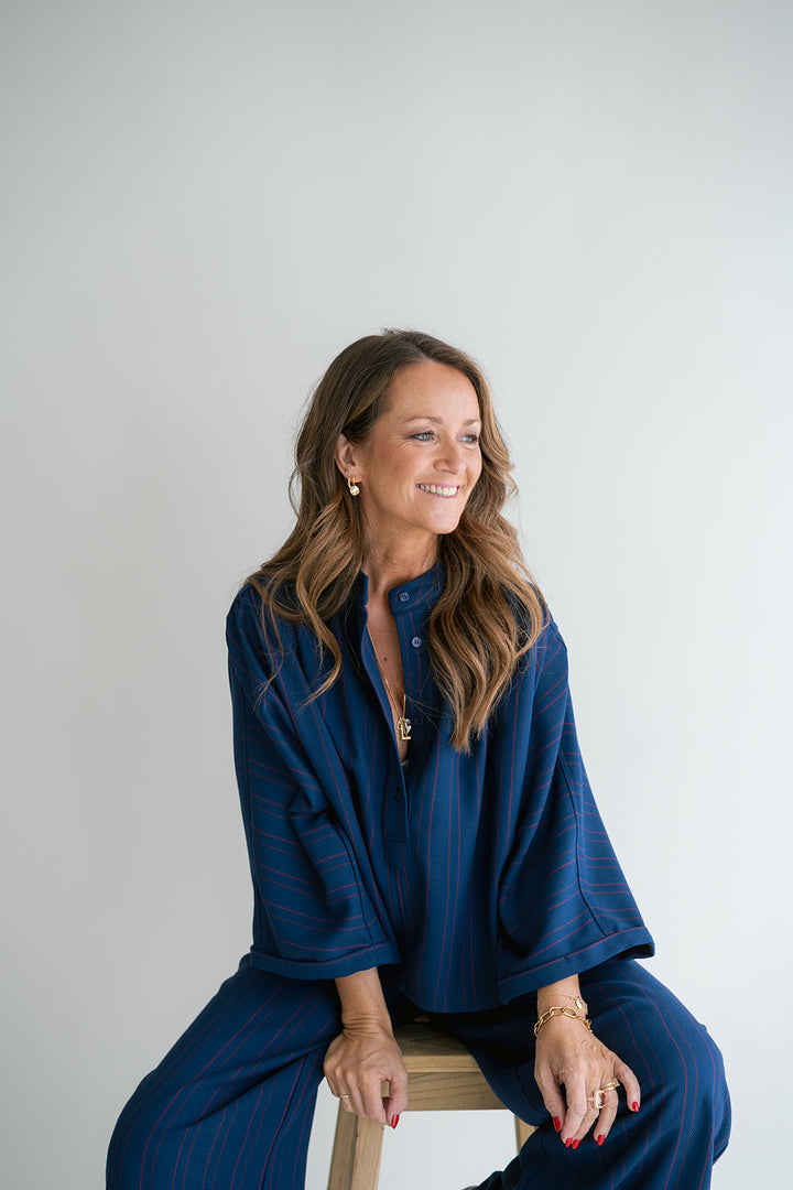 Maya Blouse Red Navy Stripe