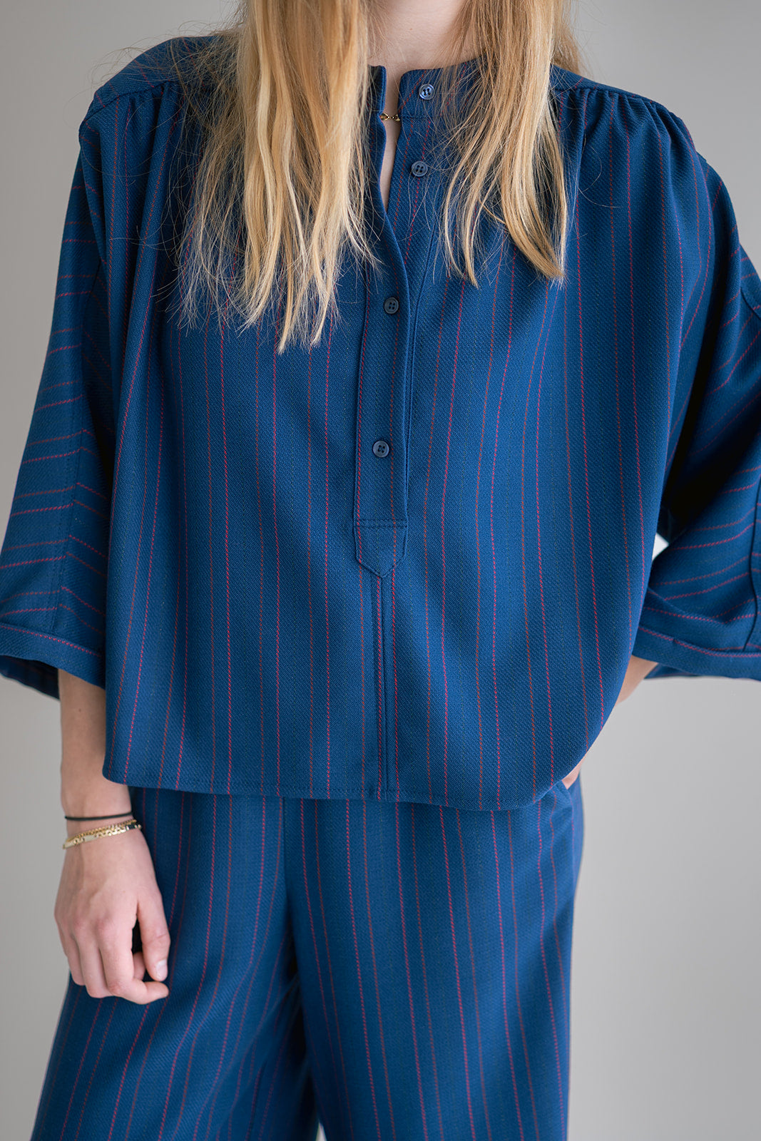 Maya Blouse Red Navy Stripe