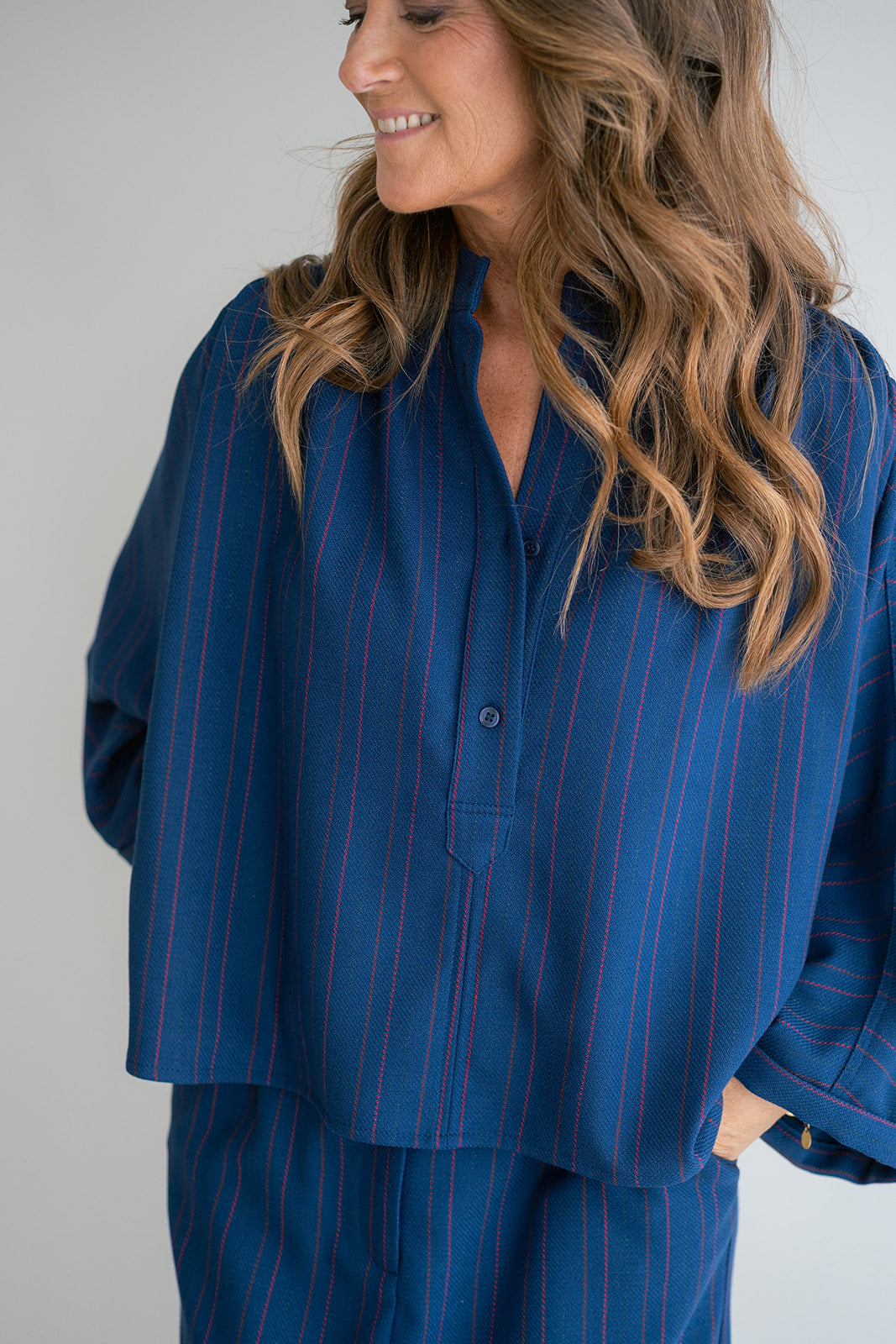 Maya Blouse Red Navy Stripe