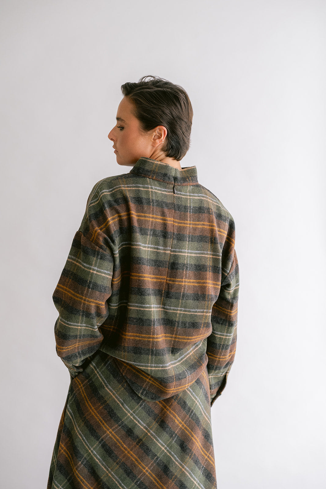 Merel Blouse Moss Green Check