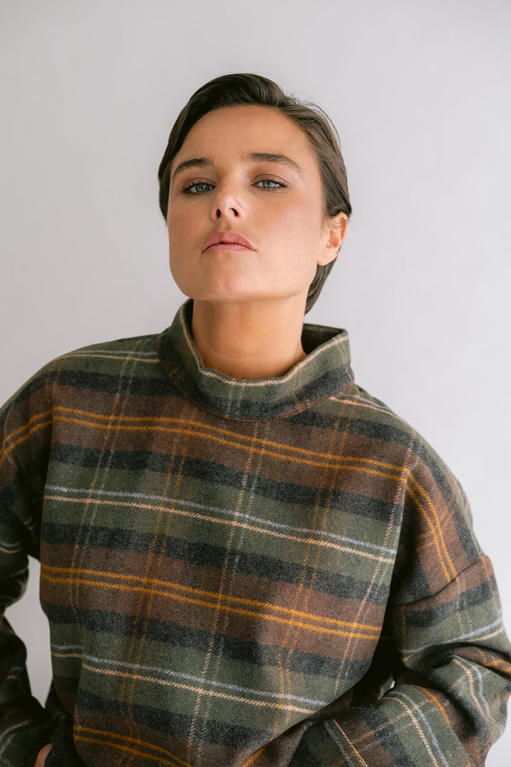 Merel Blouse Moss Green Check