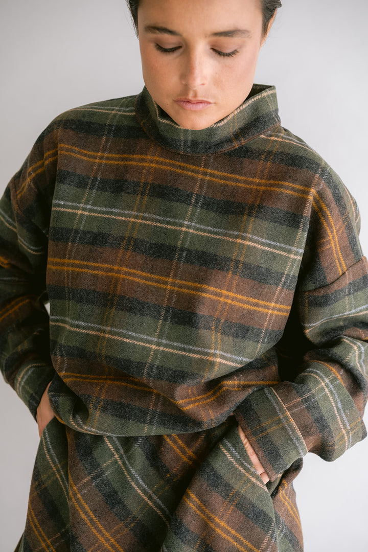 Merel Blouse Moss Green Check