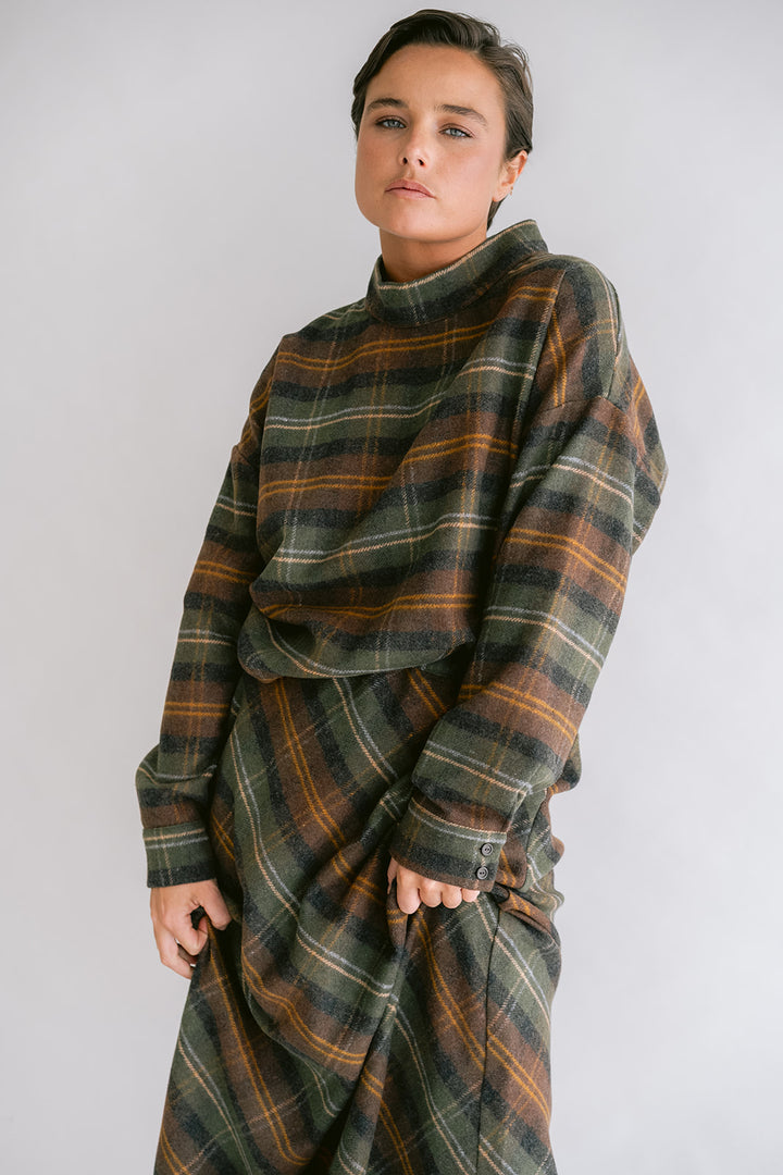 Merel Blouse Moss Green Check