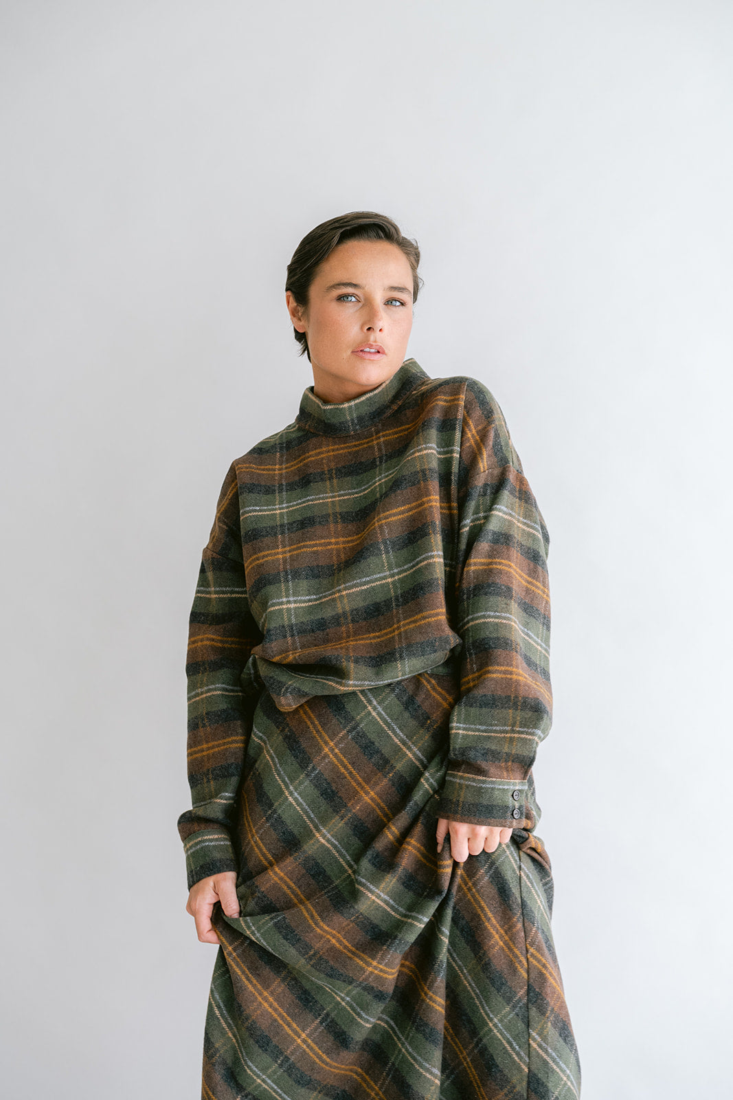 Merel Blouse Moss Green Check