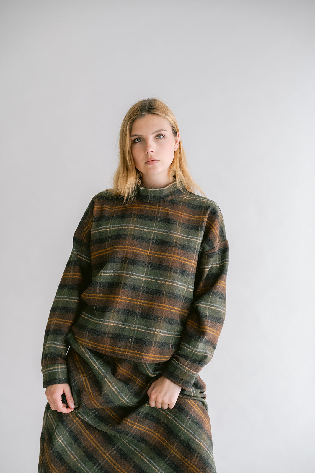 Merel Blouse Moss Green Check