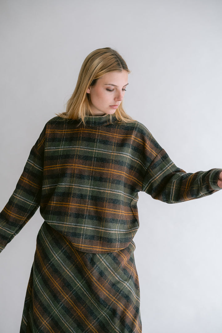 Merel Blouse Moss Green Check
