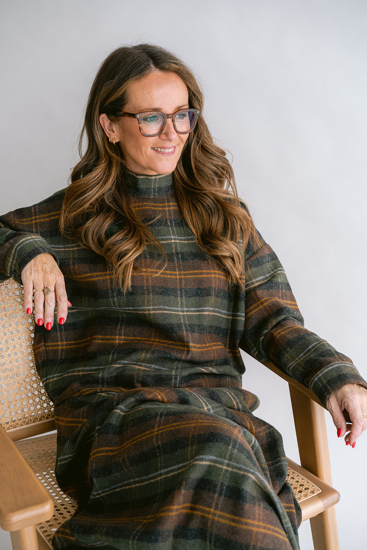 Merel Blouse Moss Green Check
