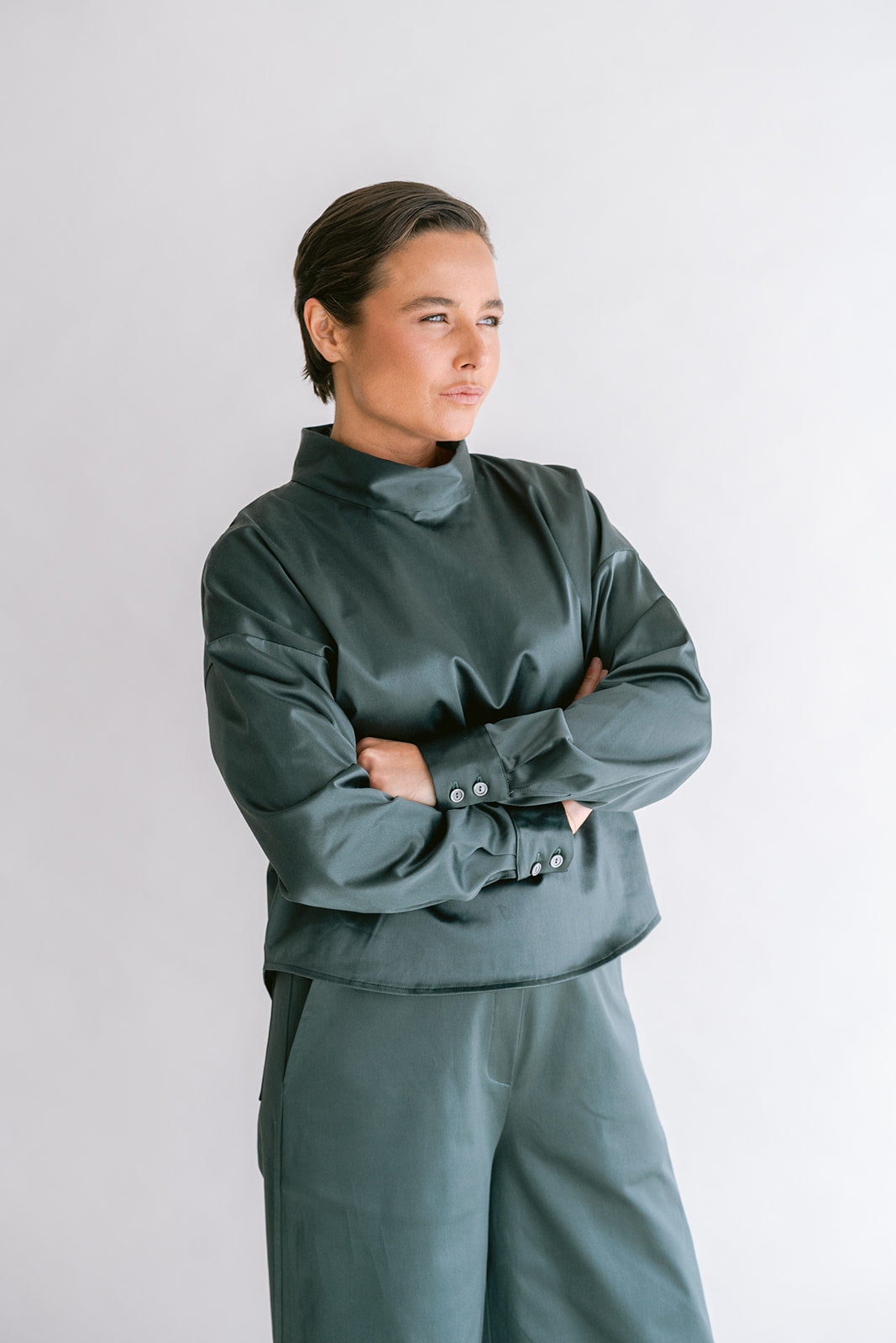 Merel Blouse Satin Sage Green
