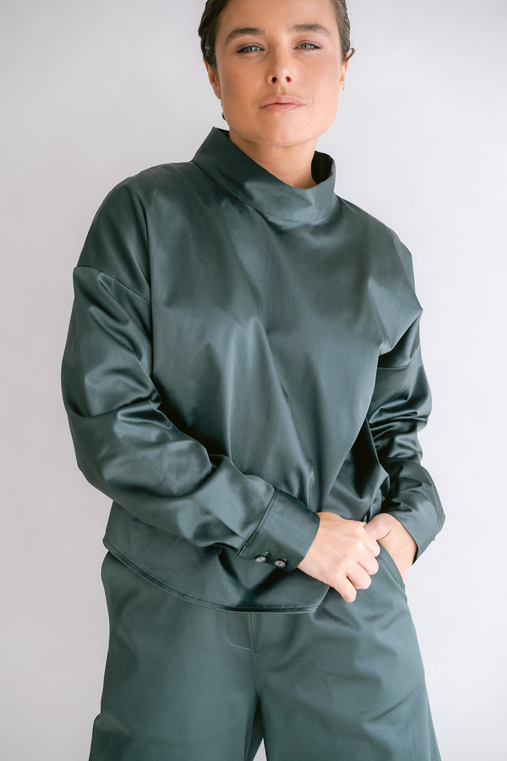 Merel Blouse Satin Sage Green