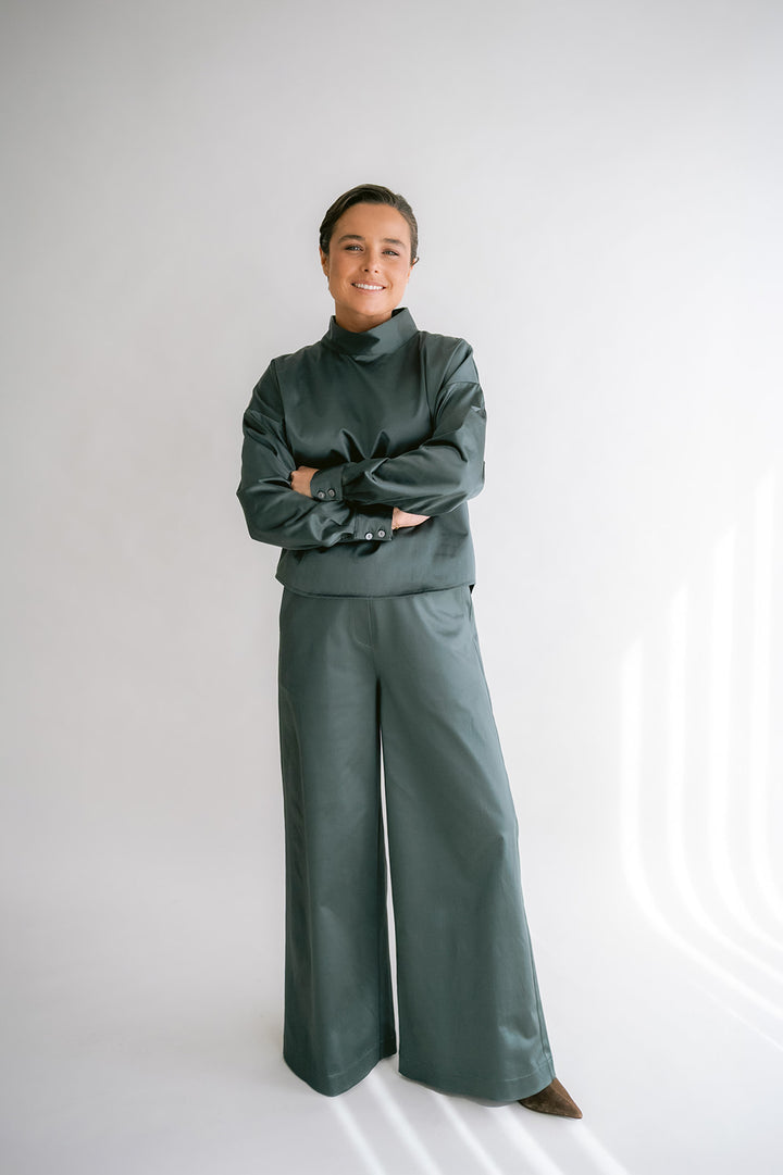 Merel Blouse Satin Sage Green
