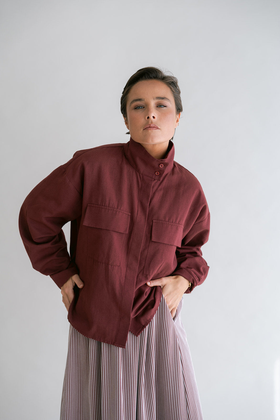Miko Blouse Chambray Bordeaux