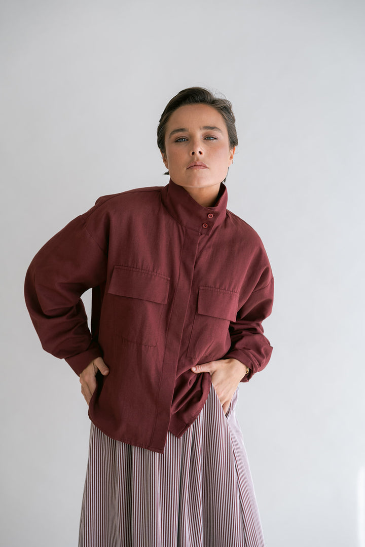 Miko Blouse Chambray Bordeaux