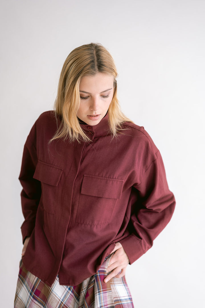 Miko Blouse Chambray Bordeaux