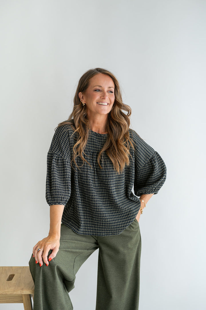 Milly Blouse Green Small Check