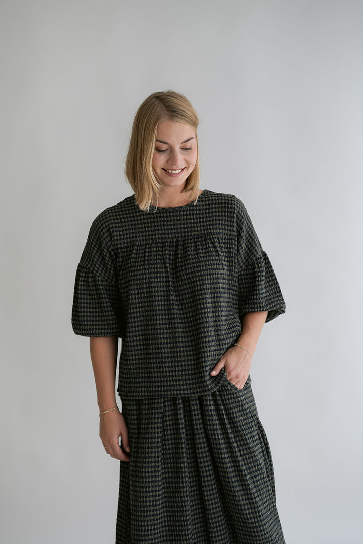 Milly Blouse Green Small Check