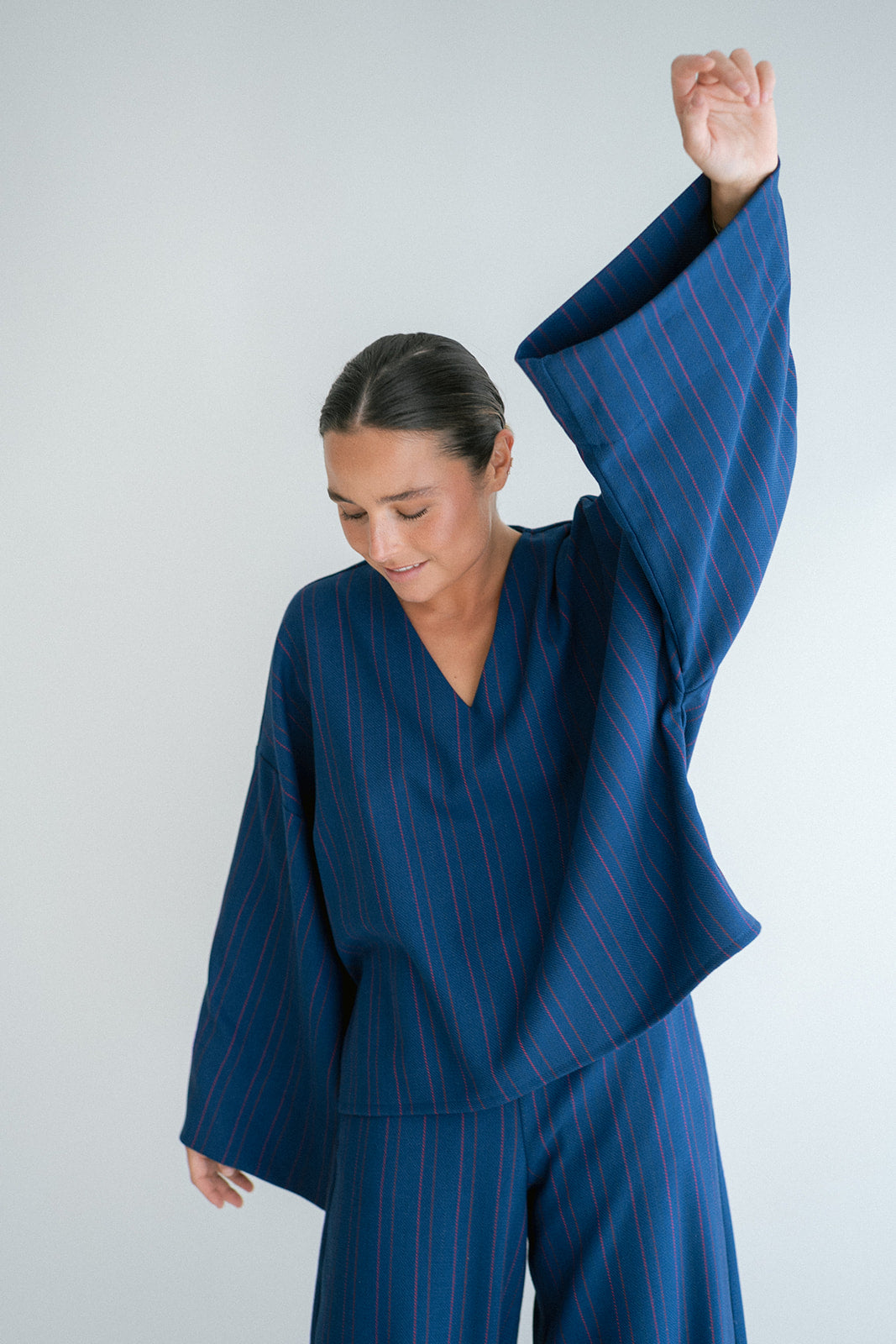 Mira Blouse Red Navy Stripe
