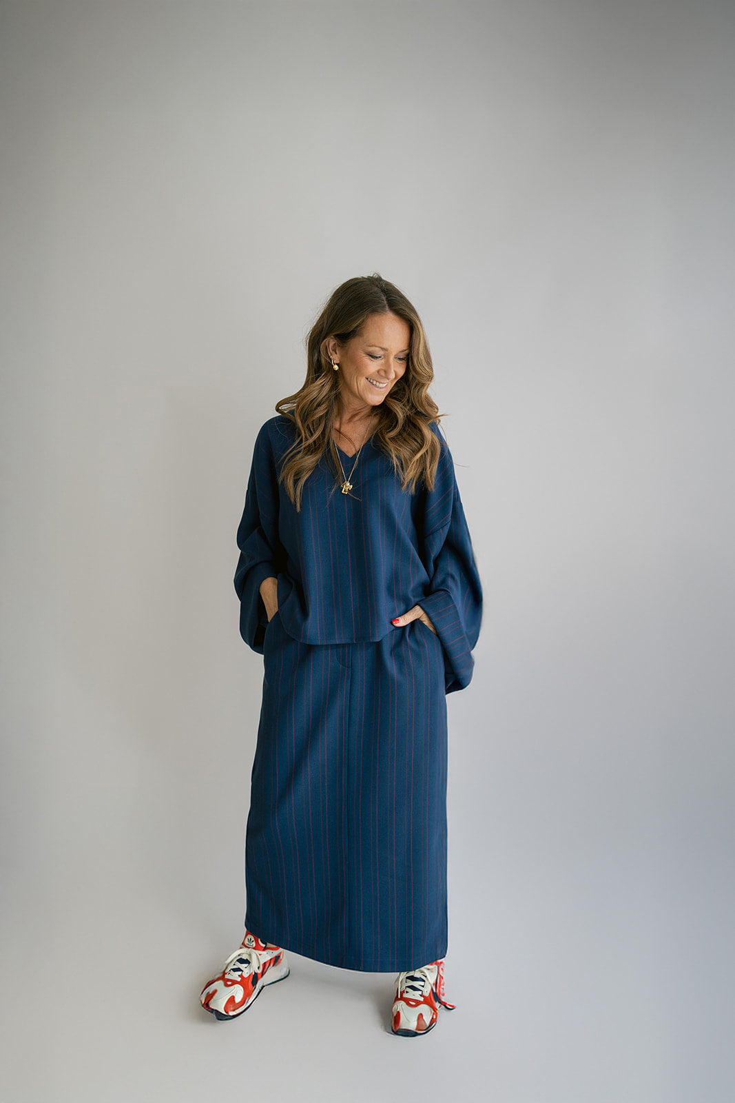 Mira Blouse Red Navy Stripe