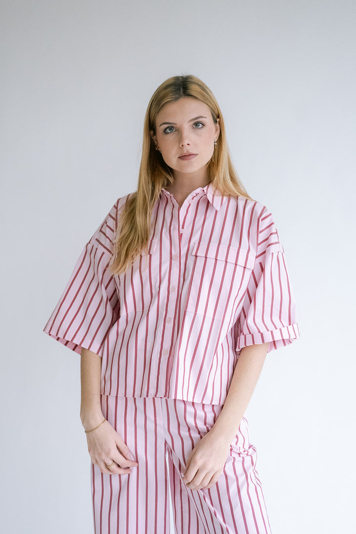 Miro Blouse Pink Bordeaux Stripe