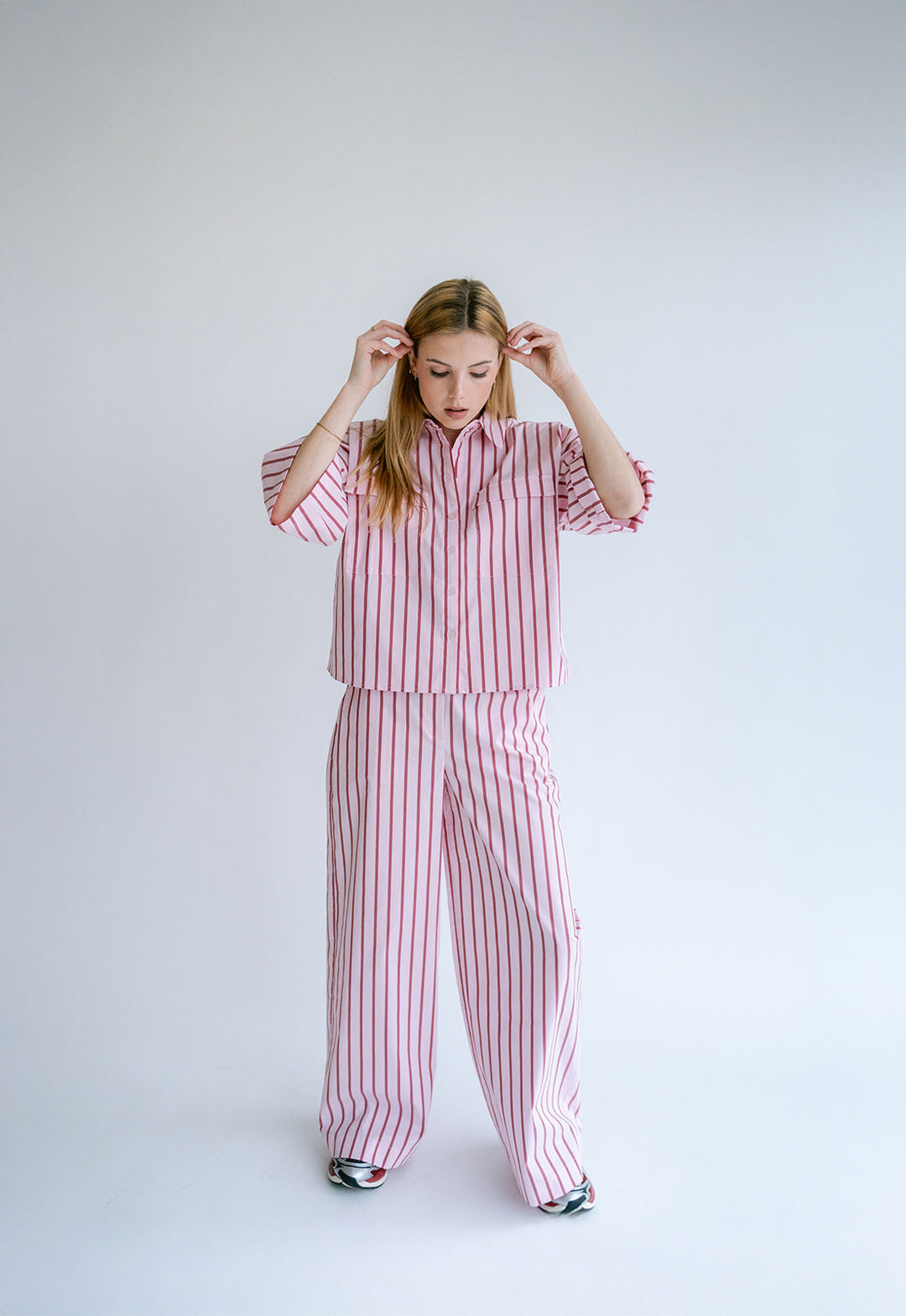 Miro Blouse Pink Bordeaux Stripe